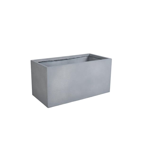 Leisuremod Flora Modern Rectangular Fiberstone and MGO Clay Planter Pot With Drainage Holes in Grey (24 in. H)