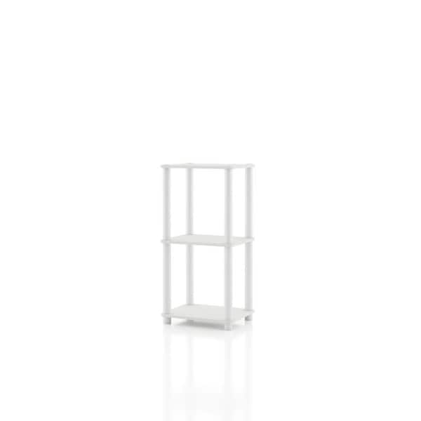 Quincy 30.1 in. Tall White Engineered Wood Display 3-Shelf Modular Bookcase With Support Rods