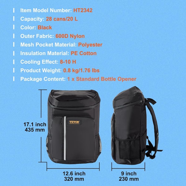 VEVOR Cooler Backpack, 28 Cans Backpack Cooler Leakproof, Waterproof Insulated Backpack Cooler, Lightweight Beach Cooler Bag Wi
