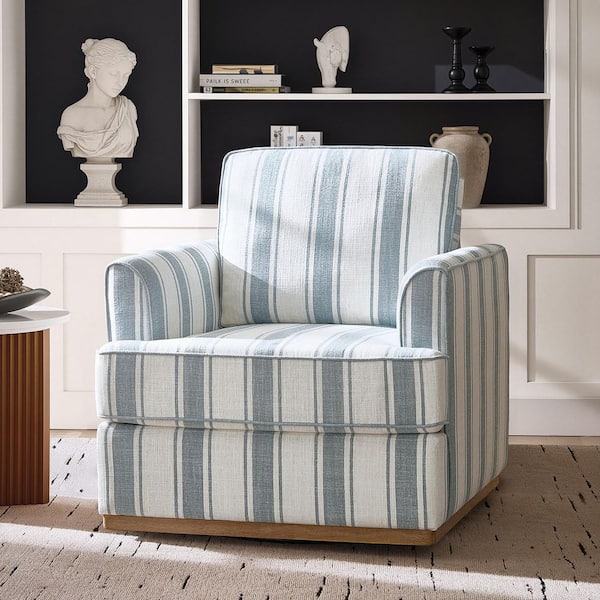 Edith Sand Polyester Swivel Armchair with Solid Wood Base Frame