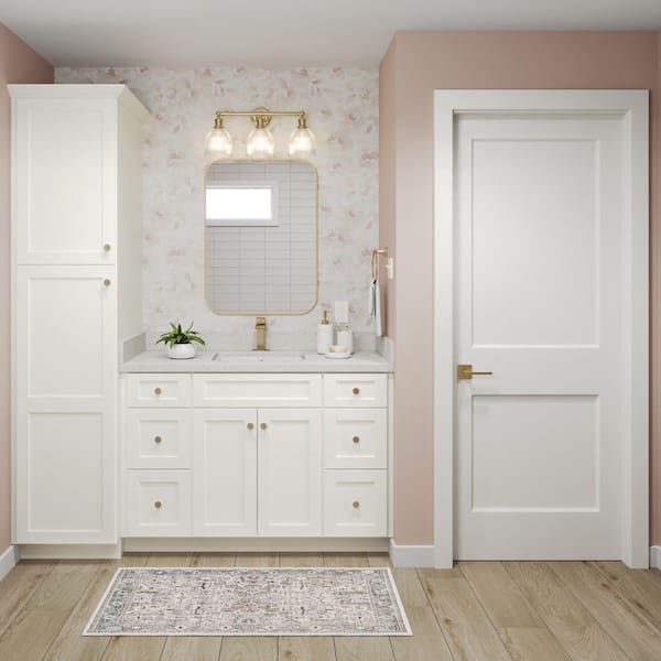 Shaker Full Overlay 18 in. W x 20.75 in. D x 34.5 in. H Plywood Assembled Vanity Drawer Base Bath Cabinet in Linen White