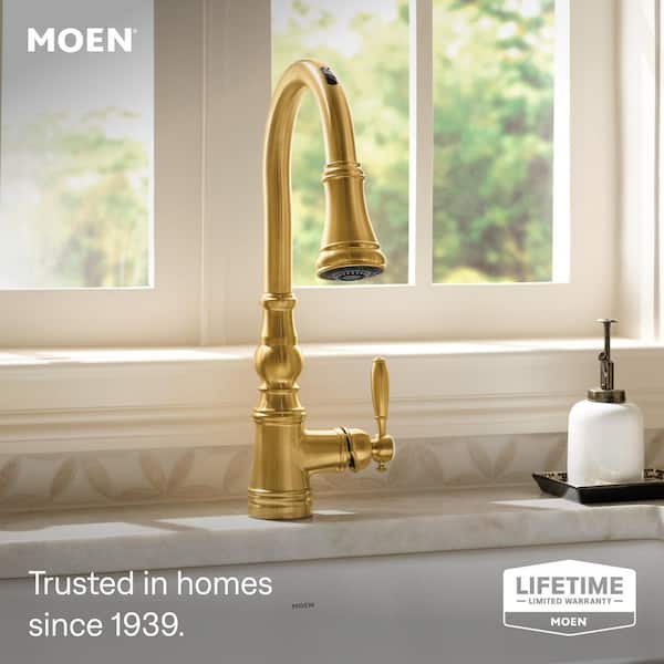 Weymouth Brushed Gold 16.73 in. H Pull Down Sprayer Kitchen Faucet with 360 Degree Spout Swivel and Power Boost