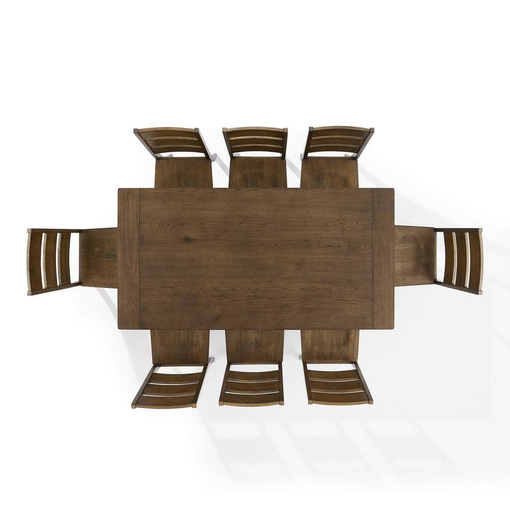 Joanna Dark Oak 9-Piece Dining Table Set with Ladder-Back Chairs