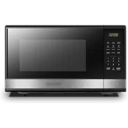 BLACK+DECKER 1.1 cu. ft. in Black Stainless Steel 1000 Watt Countertop Microwave Oven with Turntable Push-Button Door and Safety Lock