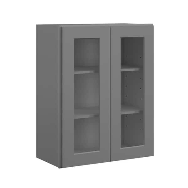 24 in. W x 12 in. D x 30 in. H in Shaker Grey Plywood Ready to Assemble Wall Cabinets with Shelf without Glass