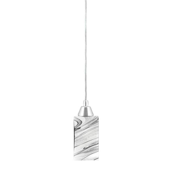 Unbranded Bryson 4 in. 1-Light Chrome Cord Pendant Light with 3.5 in. Onyx Swirl Glass Shade, no bulb included