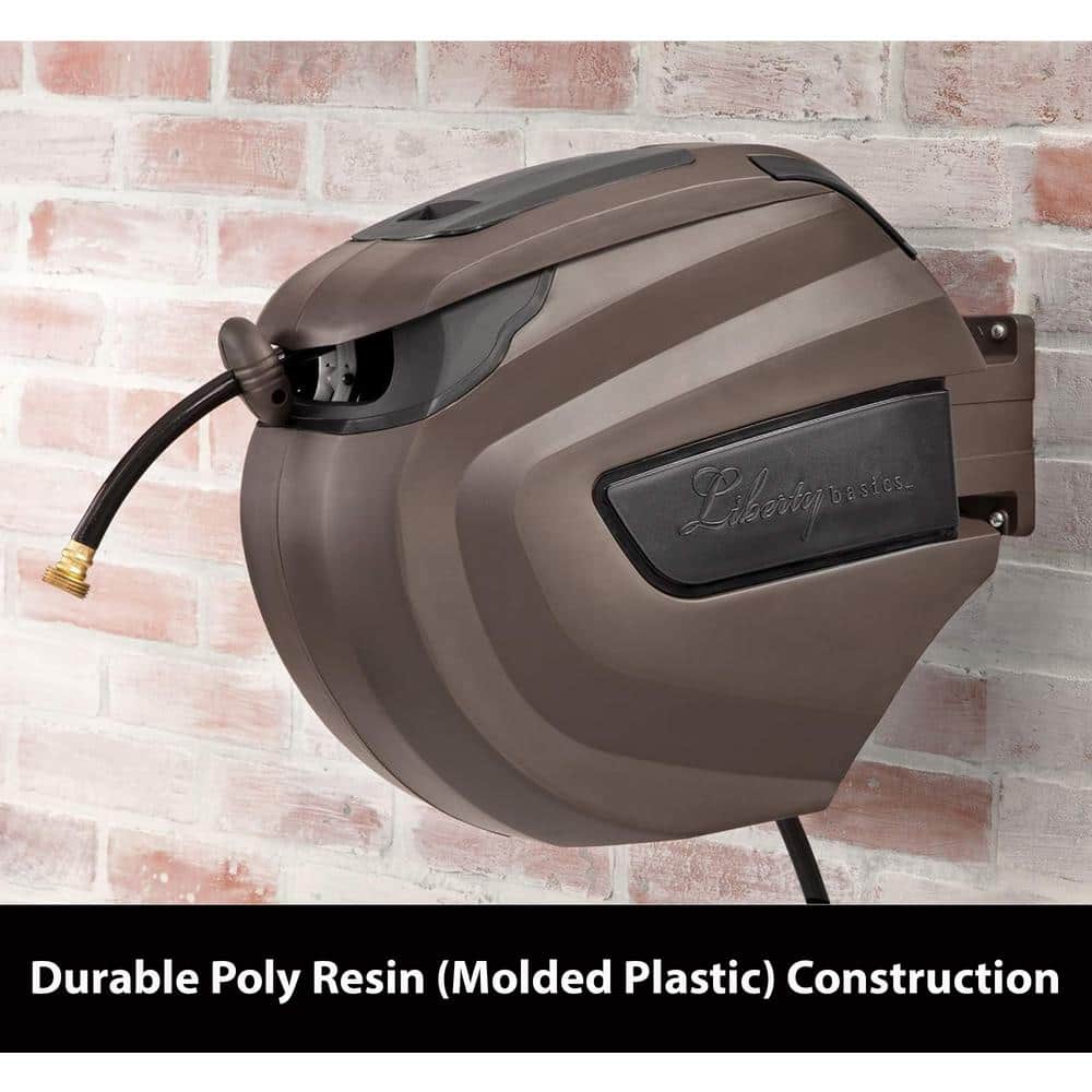 Brown Molded Plastic Wall Mounted Retractable Hose Reel