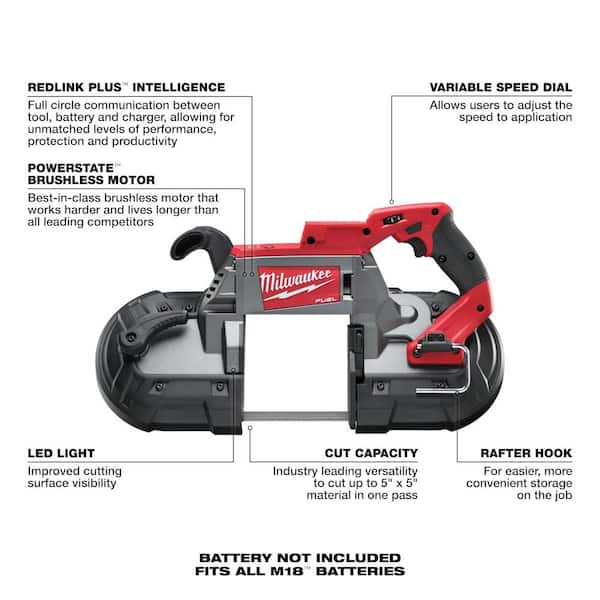 Milwaukee 2729-20 M18 FUEL 18V Lithium-Ion Brushless Cordless Deep Cut Band Saw (Tool-Only) - 2