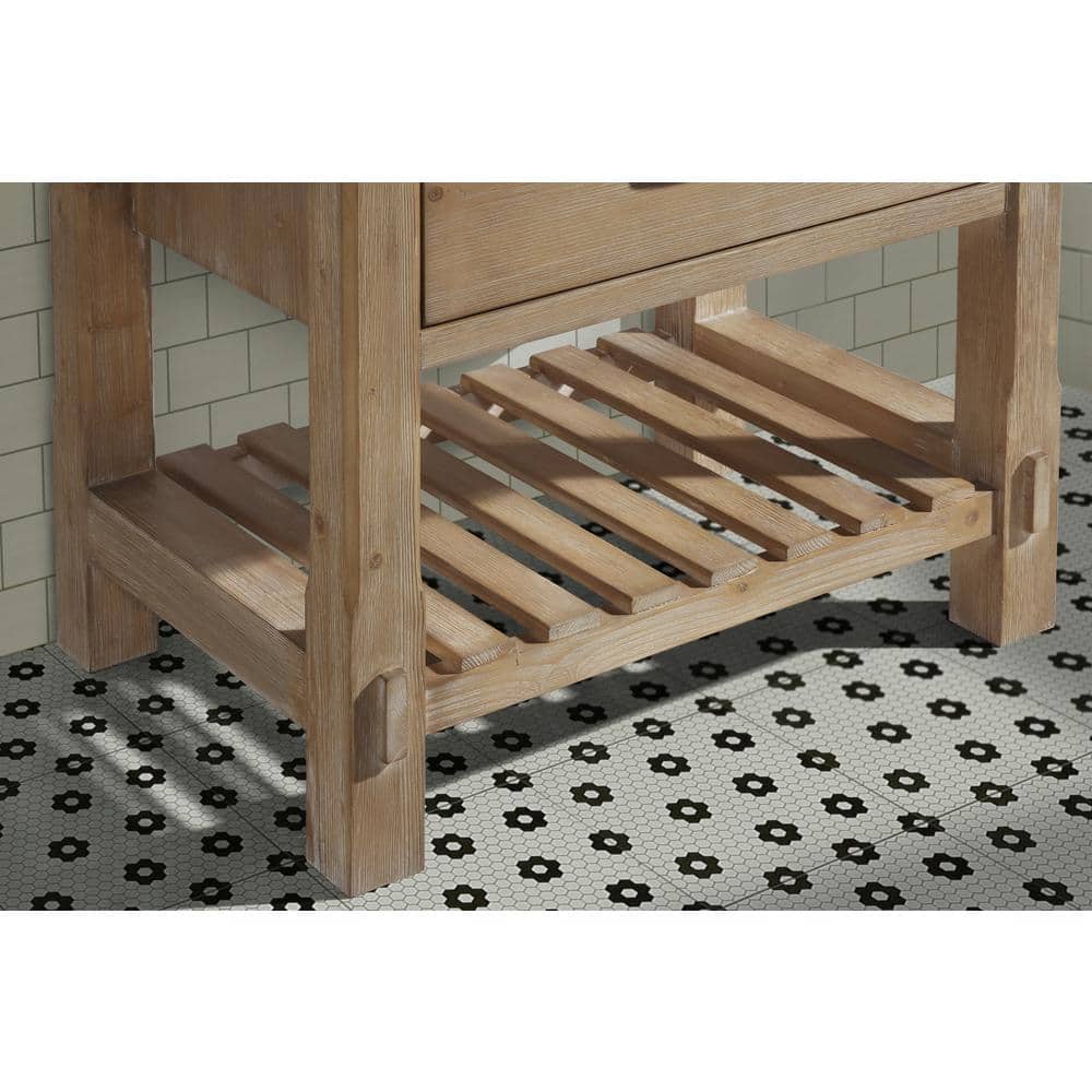 Marina Weathered Fir and Carrara Marble Farmhouse Bathroom Vanity
