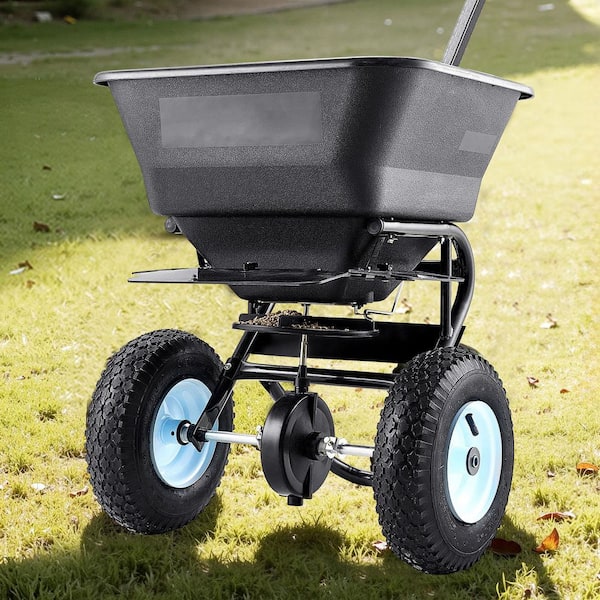 Lawn Spreader, 100 lbs. Capacity, Drop Spreader, 0-9.8 ft. Spreading Width, 13 in. All Terrain Pneumatic Tires