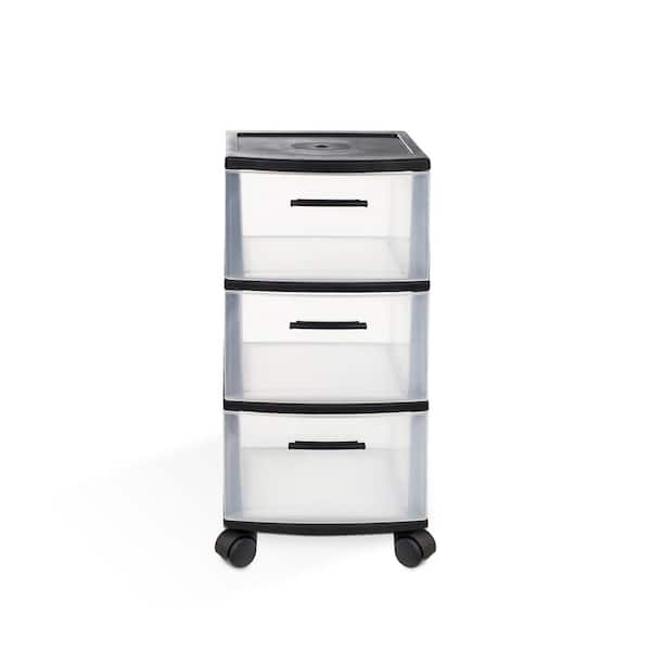 8-Drawer Resin Rolling Storage Cart in White and Clear