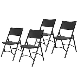 Gwyneth Collection Plastic Resin Card Table Folding Chair, Black, Pack of 4