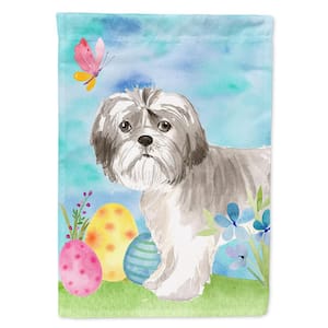28 in. x 40 in. Polyester Easter Eggs Shih Tzu Puppy Flag Canvas House Size 2-Sided Heavyweight