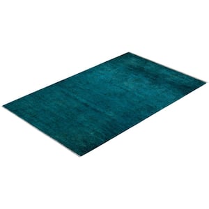 Fine Vibrance Blue 3 ft. x 5 ft. Solid Wool Indoor Area Rug