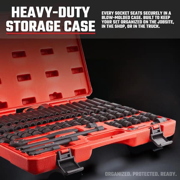 NEIKO 3/8 in. Drive SAE and Metric 6-Point Deep Impact Socket Set