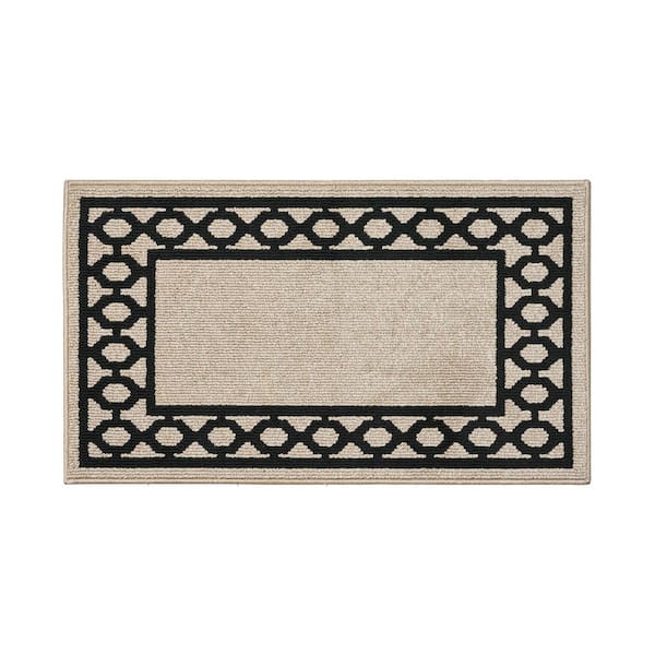 Jean Pierre NEW YORK Christine Border 2 ft. x 4 ft. Natural Twist/Black Trellis Accent Rug