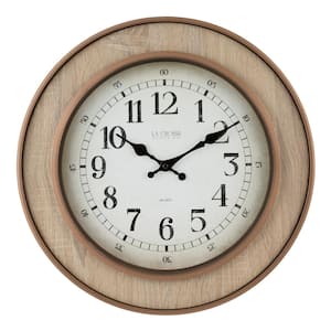 16 in. Livingston Quartz Analog Beige Wall Clock