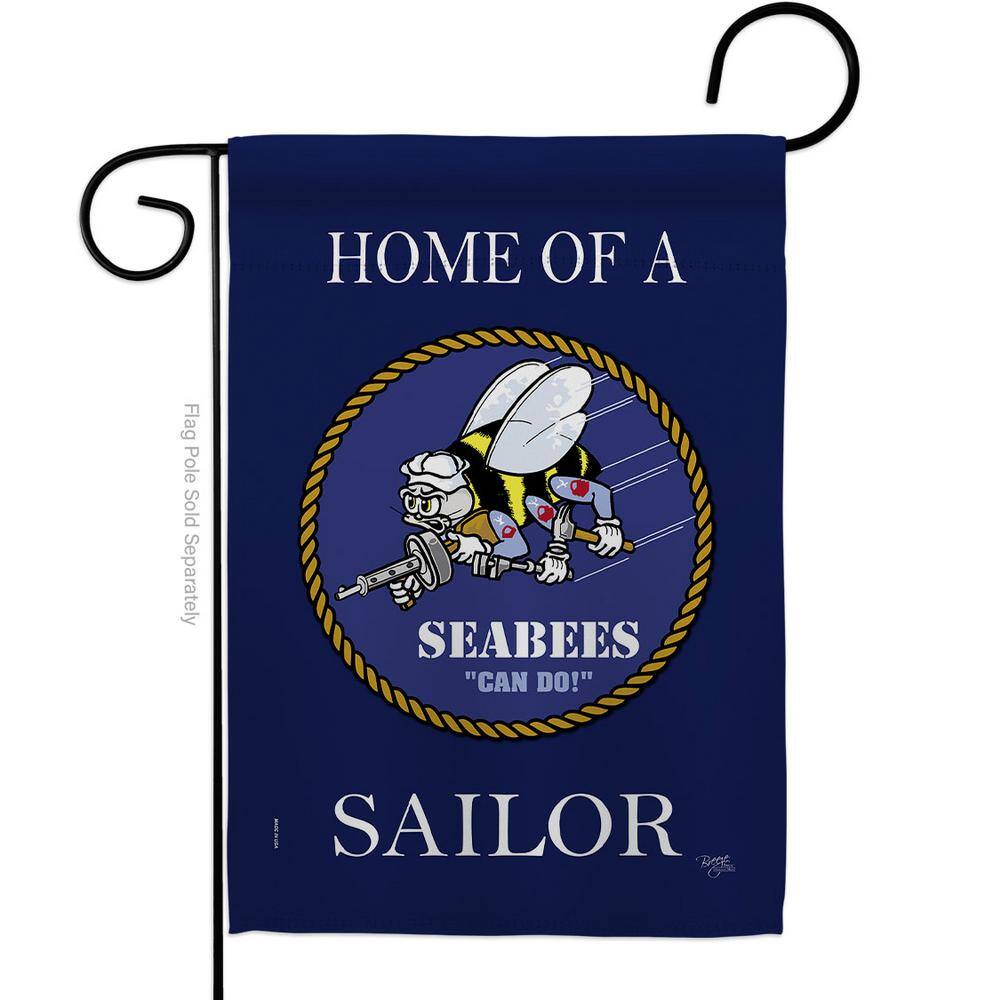 Made in USA Breeze Decor Seabees Proud Grandparent Sailor Garden Flag-2pcs Pack Armed Forces Navy USN United State American Military Veteran Retire Official House Banner Small Yard Gift Double-Sided