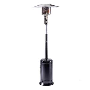 Outdoor 47,000 BTU Black Stainless Steel Patio Propane Heater with Portable Wheels