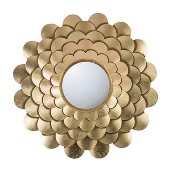 HomeRoots 31.5 in. W x 31.5 in. H Iron Gold Vanity Mirror