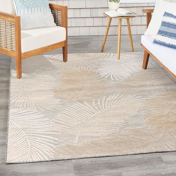 Suncoast Grey 5 ft. x 7 ft. Floral Contemporary Area Rug