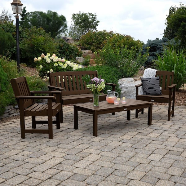 Highwood Lehigh Weathered Acorn 4-Piece Recycled Plastic Outdoor Conversation Set