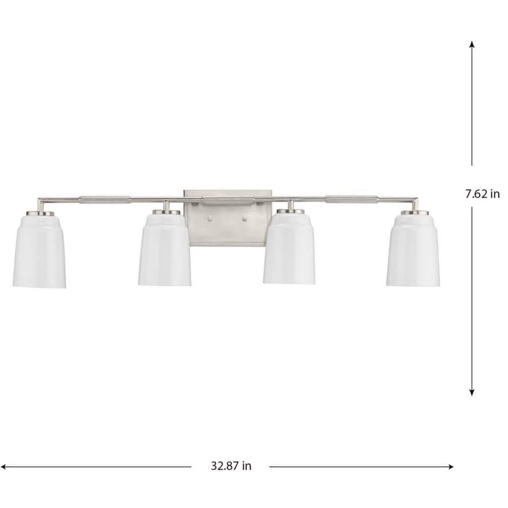 Brushed Nickel 4-Light Vanity with Opal Glass Shades