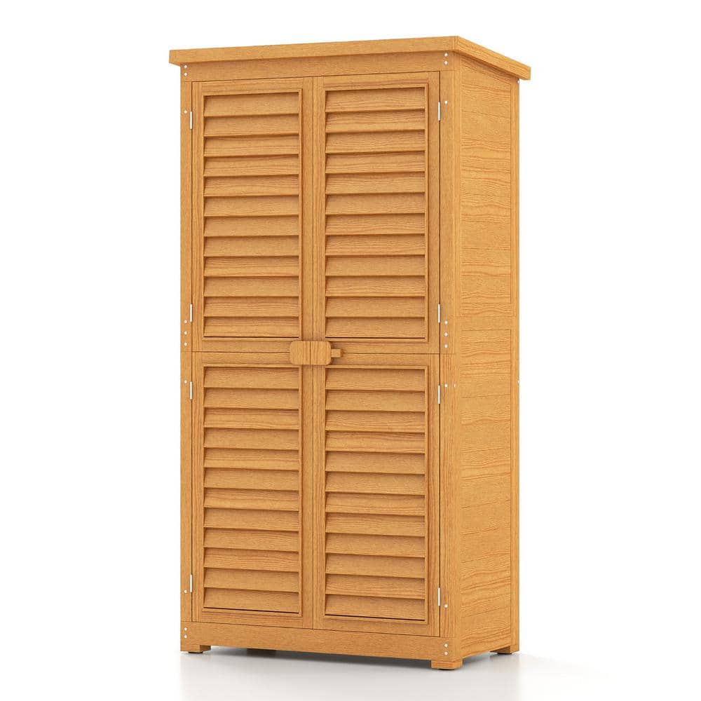 Patiowell 2.8 ft. W x 1.5 ft. D Wood Golden Brown Storage Cabinet ...