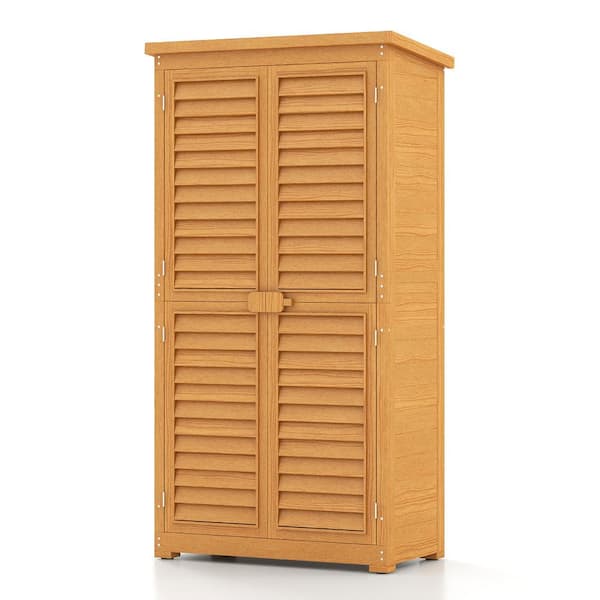 Patiowell 2.8 ft. W x 1.5 ft. D Wood Golden Brown Storage Cabinet, Garden Storage Shed (3.6 sq. ft.)