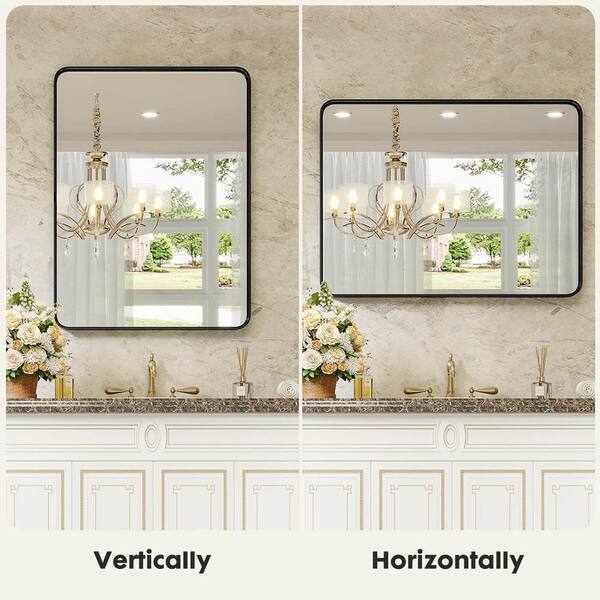 Wall Mirror Rounded Corners Hanging Vanity Mirror bathroom deals mirror