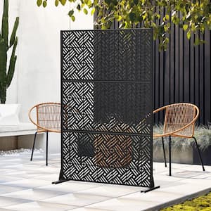 72 in. Boris Metal Outdoor Garden Fence Privacy Screen Garden Screen Panels in Black