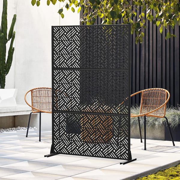 Dovelina 72 in. Boris Metal Outdoor Garden Fence Privacy Screen Garden Screen Panels in Black