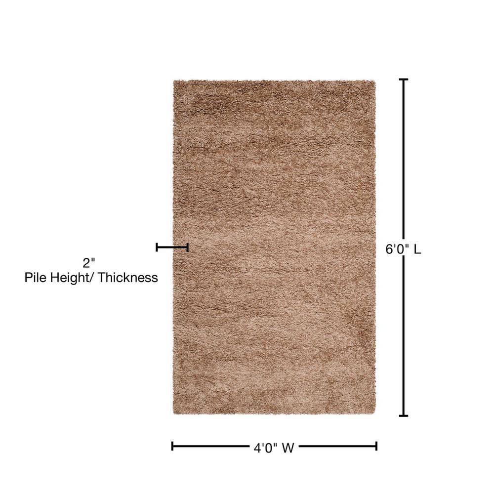 Dark Beige Synthetic Shag Area Rug - 4' x 6'
