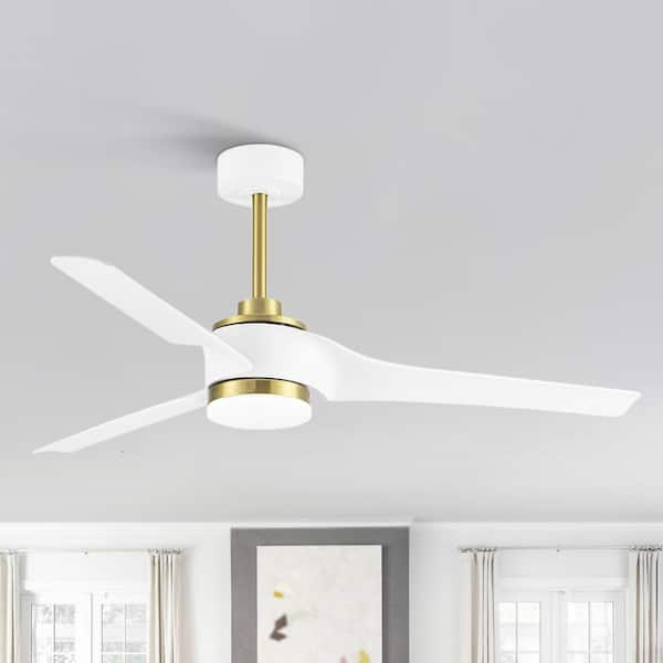 Sky Hog 52 in. Indoor Integrated LED Matte White and Gold 6-Speed ...