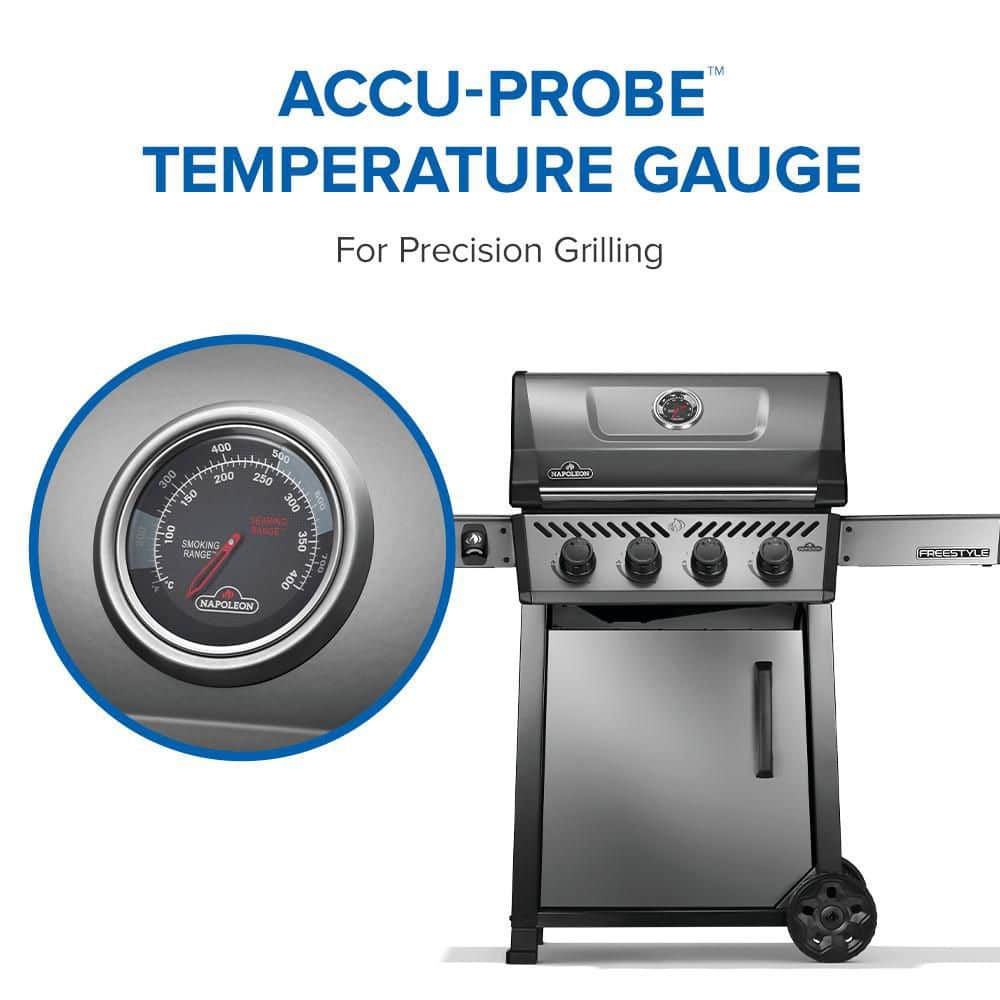 Graphite Grey Stainless Steel Propane Gas Grill with 4 Burners
