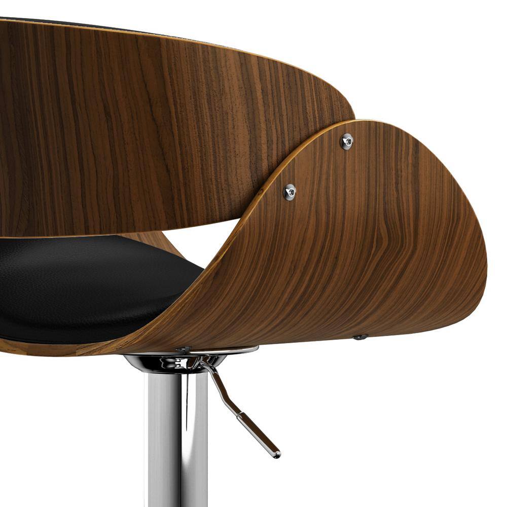 Amery Adjustable Swivel Black Wood and Metal Bar Stool