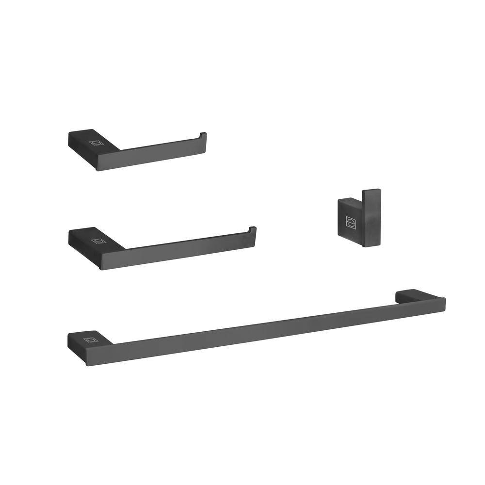 Timeless Home 4-Piece Bath Hardware Set with Mounting Hardware in Matte Bla