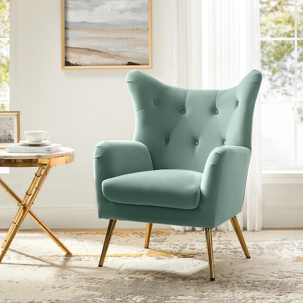 JAYDEN CREATION Jacob Sage Tufted Accent Wingback Chair with