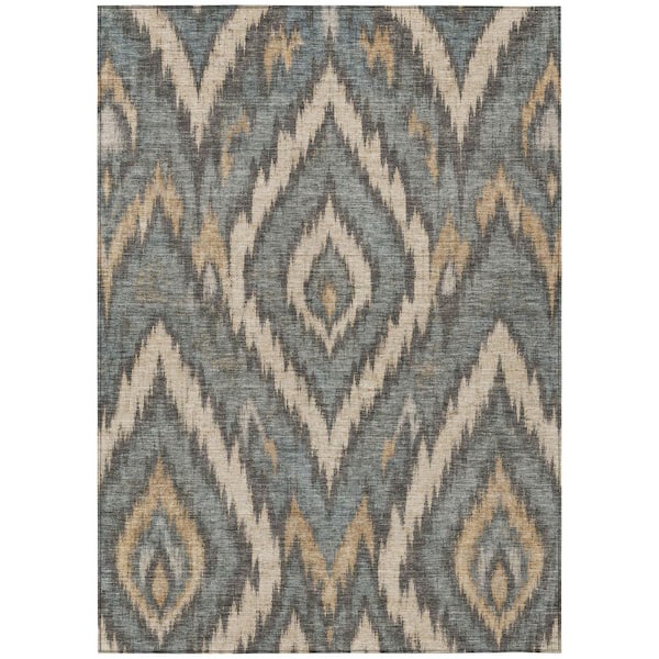 Chantille Machine Washable Indoor/Outdoor Abstract ACN3071 Graphite 5 ft. x 7 ft. 6 in. Area Rug