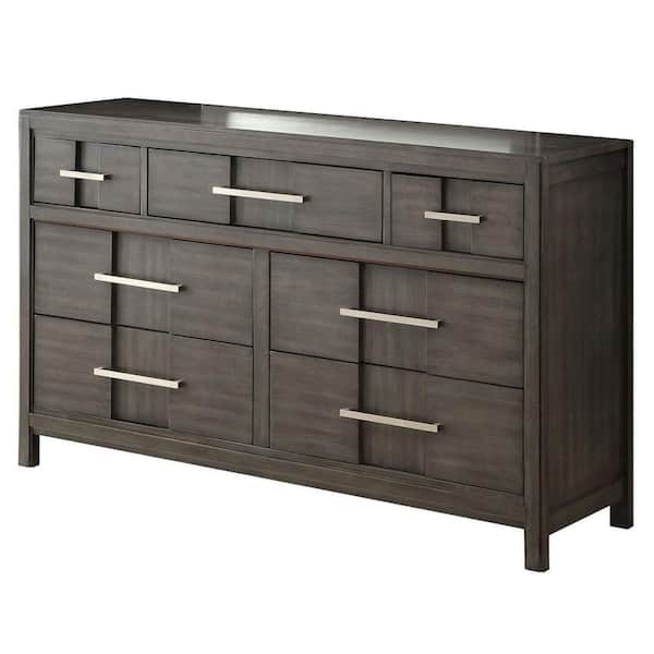 William's Home Furnishing Berenice 7-Drawer Gray Dresser 35 in. H x 58 in. W x 58 in. D