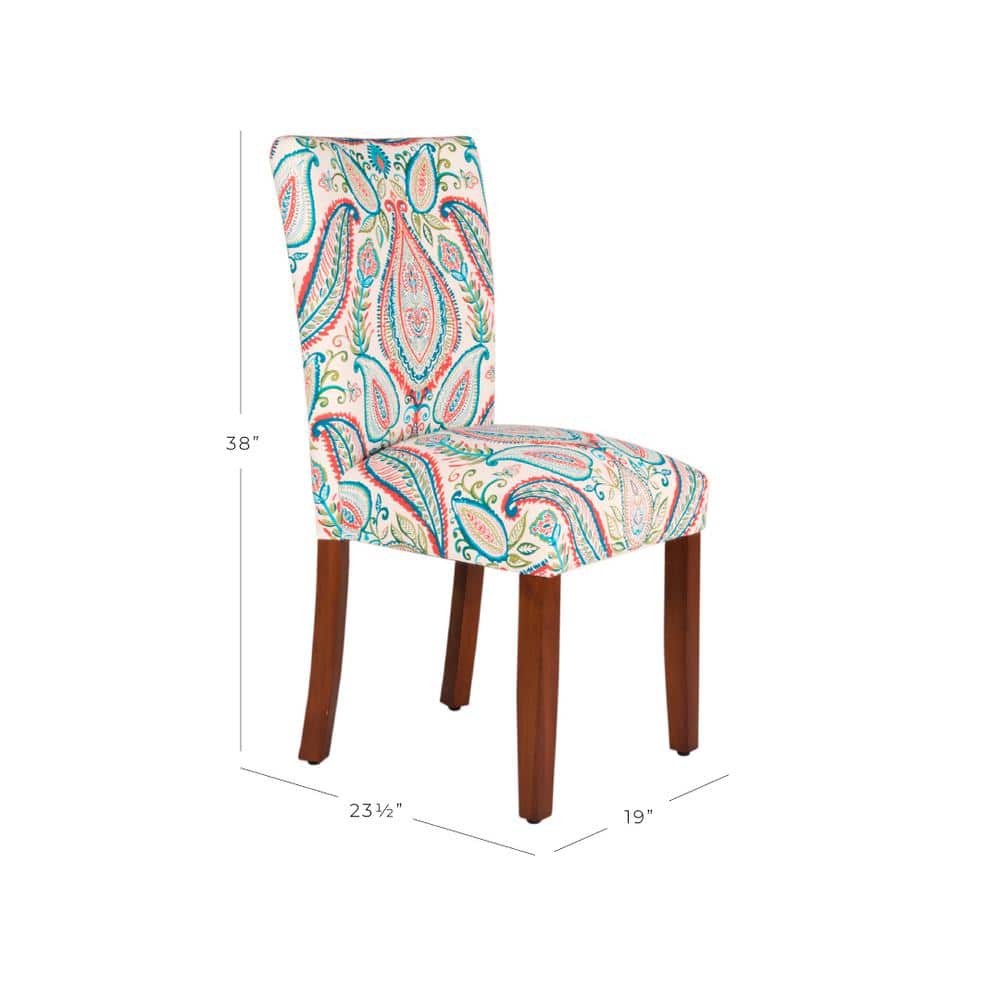 Classic Multicolor Linen and Wood Parsons Side Chair Set