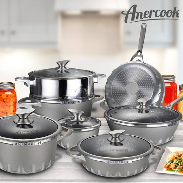 8.7 in ARTMARTIN Non-Stick Ceramic Coated Stockpot and Glass Lid Induction Bottom 8.7 in ARTMARTIN Non-Stick Ceramic Coated Stockpot and Glass Lid Induction Bottom