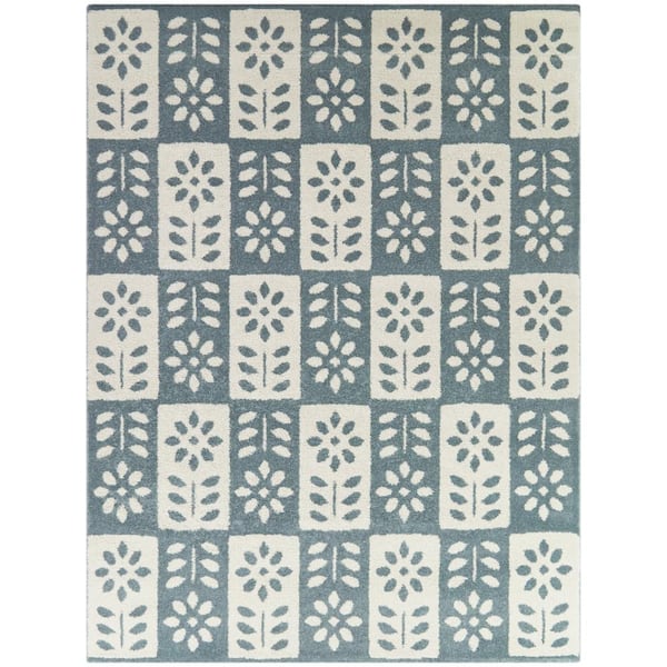 BALTA Karol Blue 8 ft. x 10 ft. Floral Area Rug