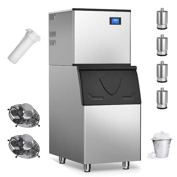 22.3 in. 520 lbs./24 Hours Freestanding Split Commercial Ice Maker 350lbs. in Silver Full Size Cubes 156 Ice Cubes/Cycle