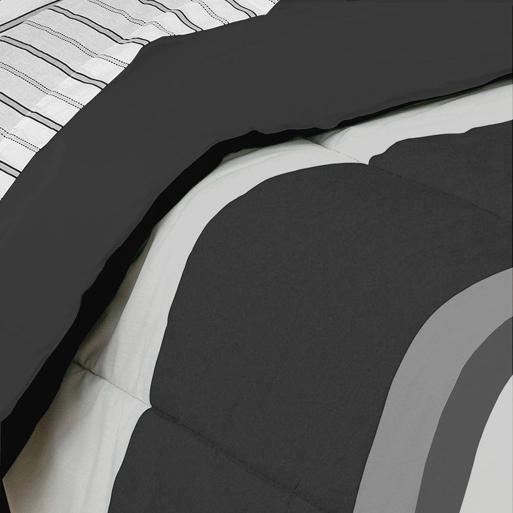 Gray Twin Reversible Microfiber Bed in a Bag Set
