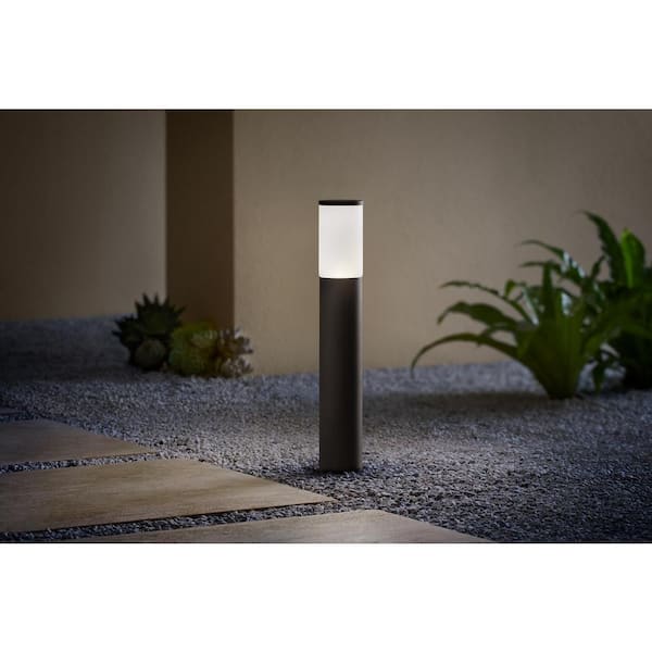 Hartford 399 Lumen 20 in. LED Low Voltage Millennium Black Hardwired Smart Outdoor Bollard Light Powered by Hubspace