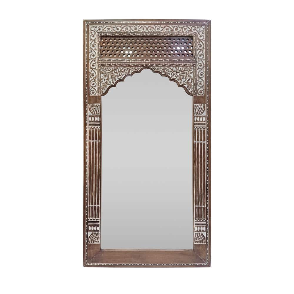 Oversized White Washed Mango Wood Full Length Standing Mirror