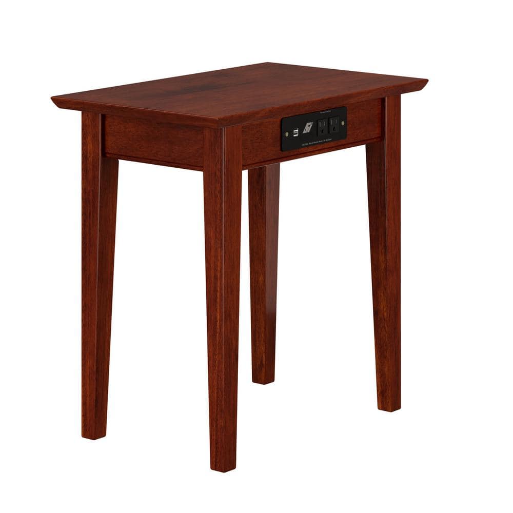 Walnut Shaker Chair Side Table with Charging Station