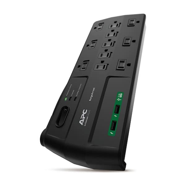 APC Black SurgeArrest 8 ft. Surge Protector with 11 outlets, 2 USB charging ports