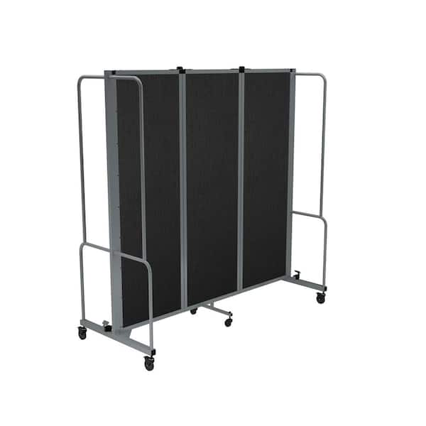 HAMPDEN FURNISHINGS Otis Collection 3-Panel PET Room Divider Black/Grey
